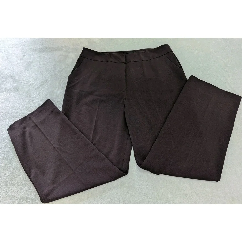 Investments Women's Size 14 R Dress Slacks Brown Zip Pockets Work Career